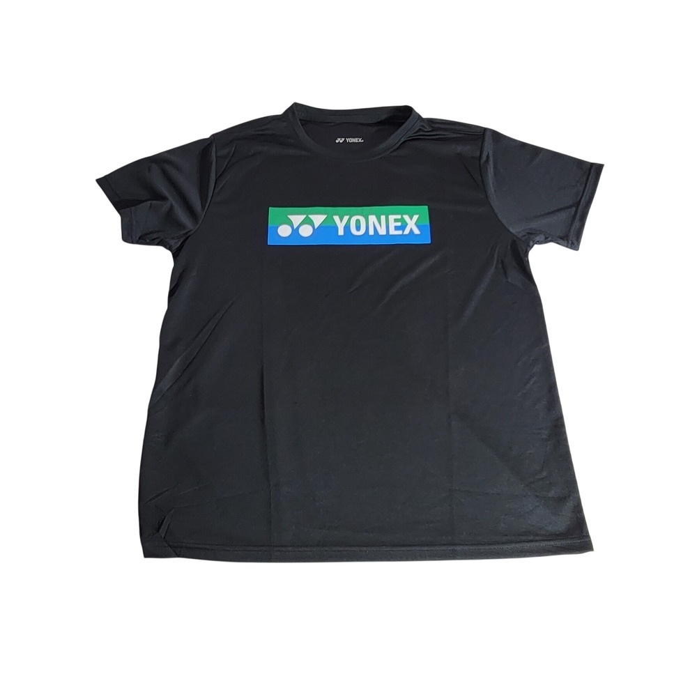 Yonex Mens Black Graphic Logo Short Sleeve T-Shirt Size 2XL but fits XL